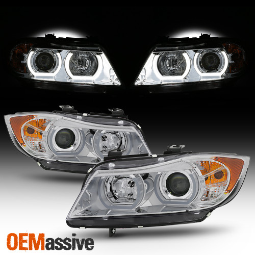Fits [HID/AFS] 2006-2008 BMW E90 Sedan Chrome LED 3D Tube Projector Headlights