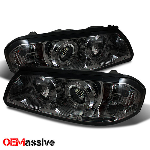 Fits 2000-2005 Chevy Impala Smoked Twin Halo Projector Headlights Left/Right