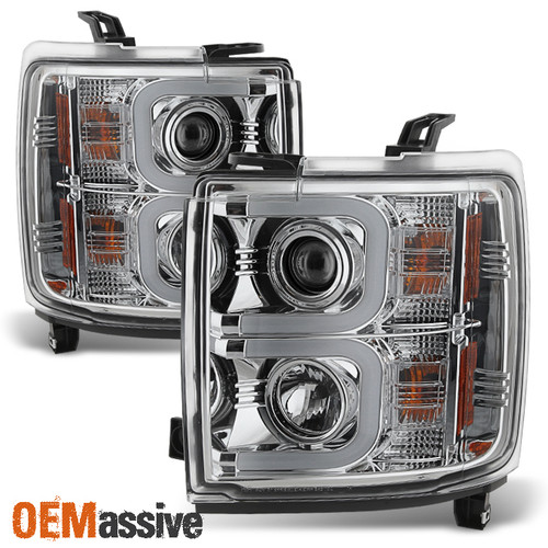 Fits 2015-2019 Chevy Silverado 2500 HD/3500HD LED Tube Clear Projector Headlight