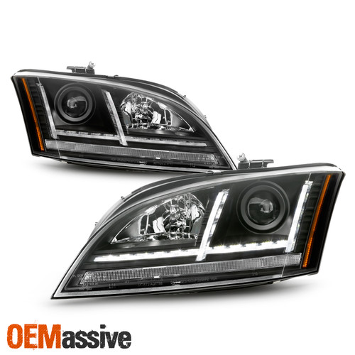 [HID/Xenon] For 08-14 Audi TT [Sequential Signal] Projector LED Black Headlights
