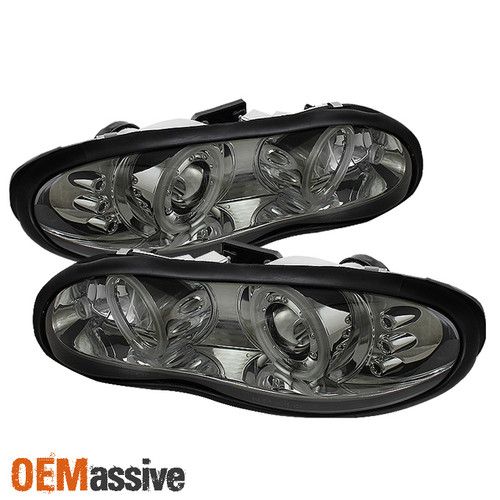 Fits Smoked 98-02 Chevy Camaro Z28 Ss V8 Dual CCFL Halo Projector LED Headlights