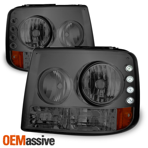 Fits 99-02 Silverado 00-06 Suburban Tahoe 1PC Smoked LED Headlights Signal Lamp