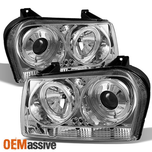 Fits 08-10 Chrysler 300 Dual Halo Projector LED Headlights Lamps Pair Left+Right