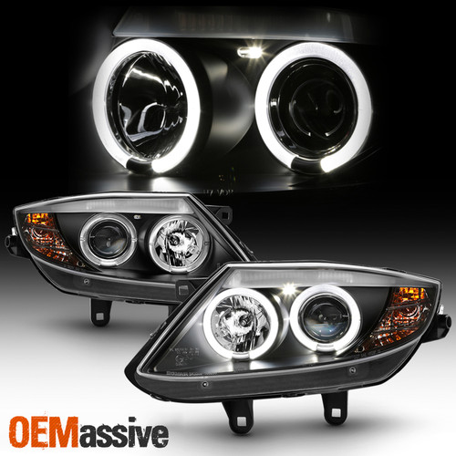 Fit 03-08 BMW Z4 Dual LED Halo Projector Headlights w/ Corner Lamps - Black