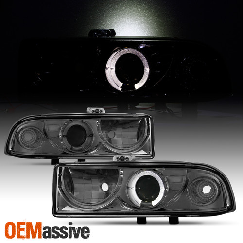 Fits 98-04 Chevy S10 Blazer Smoke Halo Projector Headlights Left/Right
