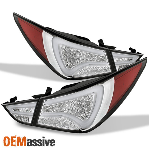 Fits 11-14 Sonata Sport Clear LED Tail Lights Brake Lamp W/LED Tube/Strip Design