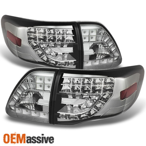 Fits 09-10 Toyota Corolla Chrome Clear Full LED Tail Lights W/LED Turn Signal