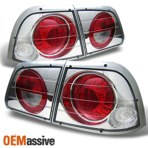 Fits 1997-1999 Maxima JDM Chrome 4Pcs Tail Brake Lights Lamps W/Trunk Piece Set