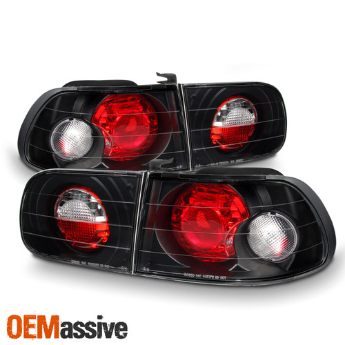 Fits 1992-1995 Honda Civic Hatchback Eg6 JDM Black 4Pcs Tail Lights +Trunk Piece