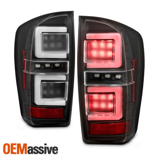 For 2016-2022 Toyota Tacoma C Tube LED Black Tail Lights Brake Lamp Left+Right