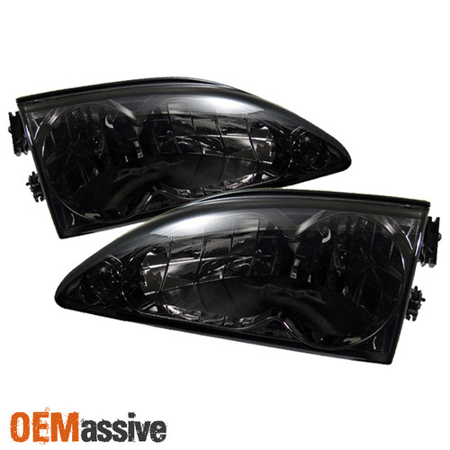 Fits 94-98 Ford Mustang V8 Gt Svt Cobra Convertible Crystal Smoke Headlights Set
