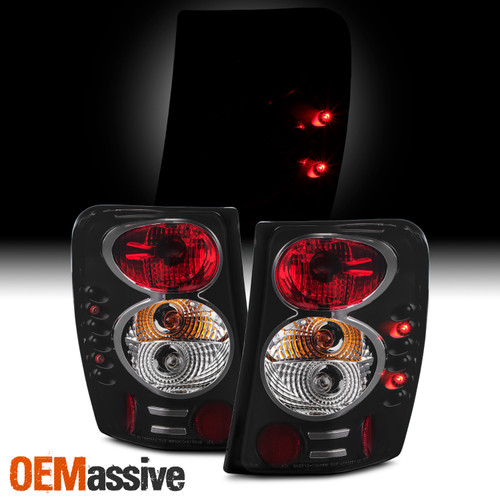 Fits 1999-2004 Jeep Grand Cherokee Black Tail Lights Brake Lamps 2000 2001 2002
