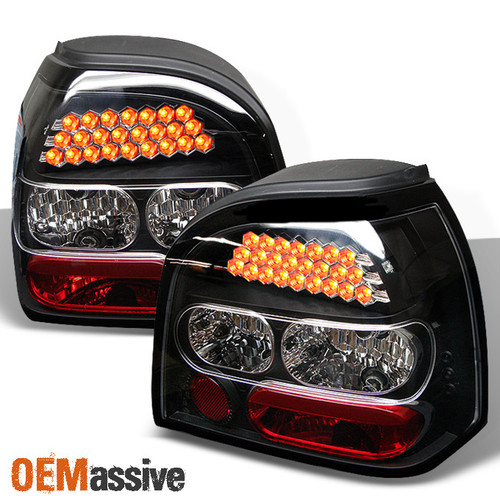 Fits 92-98 Volkswagen Golf Iii Mk3 Black LED Tail Brake Lights Lamps Left+Right