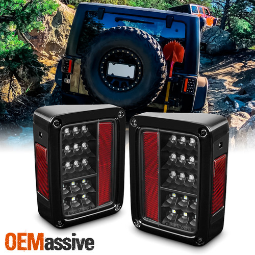 Fits Black 2007-2017 Jeep Wrangler 2018 JK LED Tail Brake Lights Pair Left+Right