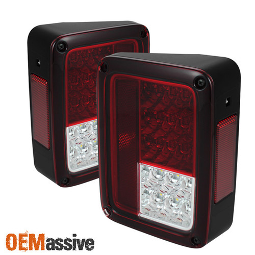 Fits Red Clear 2007-2017 Jeep Wrangler 2018 JK LED Tail Brake Lights Left+Right