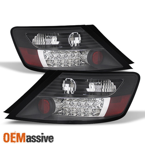 Fits 06-08 Honda Civic 2Dr Couple Dx Ex Lx Si JDM Black LED Tail Lights Lamp Set