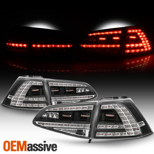 Fits 15-17 Volkswagen Golf Black Full DRL w/ Brake + Parking Tail LED Lights Set