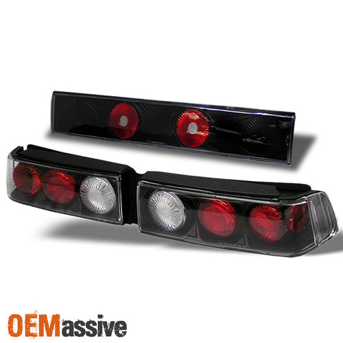 Fits 88-91 Honda Civic 3Dr Hatchback Black 3Pcs Tail Lights Lamps W/Trunk Piece