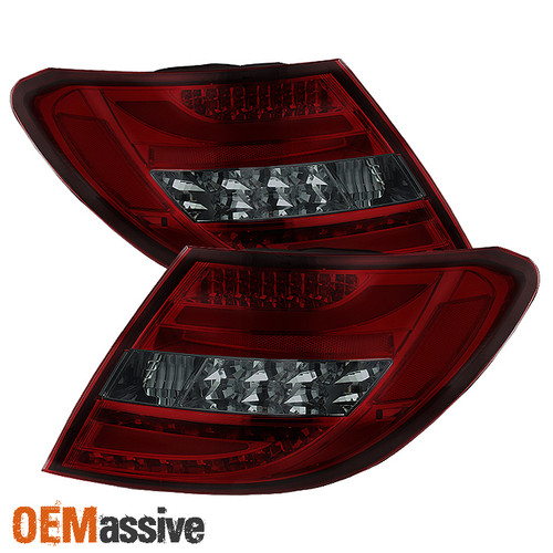 Fits 11-14 Mercedes Benz W4 C-Class LED Red Smoke Tail Brake Lights Left+Right