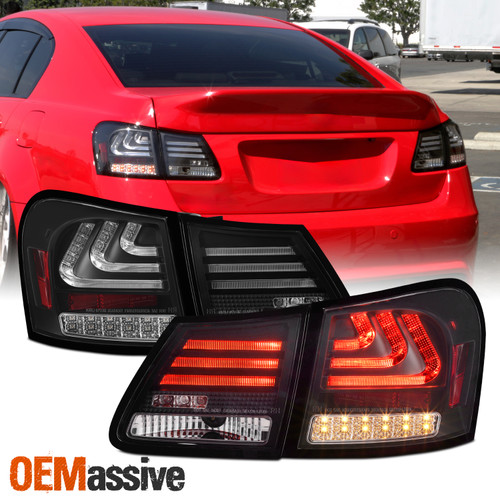 Fits 06-11 Lexus GS300 GS350 GS430 GS450h Replacement Black LED Tail Lights Pair