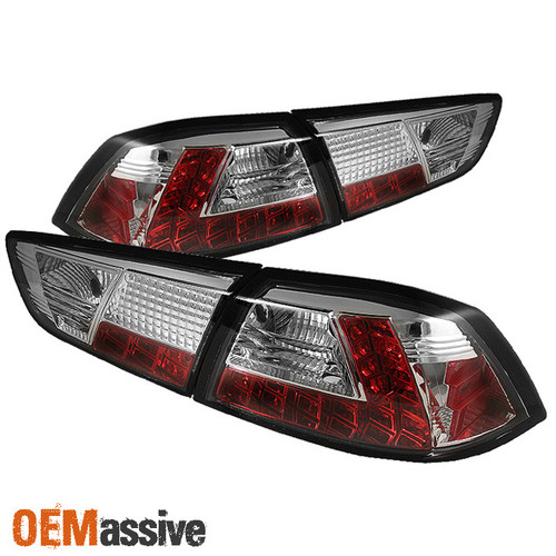 Fits 08-17 Lancer Evoution X Cz4A Chrome 4Pcs LED Tail Lights Lamp Left+Right