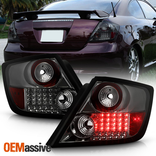 Fits 05-10 Scion Tc Sport Coupe JDM Fully Smoked Lens LED Tail Lights Lamps Pair