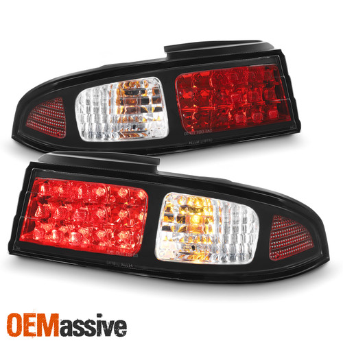 Fits 1995 1996 1997 1998 240Sx S14 LED Black Tail Lights Brake Lamps Left+Right