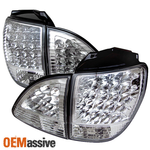 Fits 01-03 Lexus Rx300 Sport SUV Chrome Clear 4Pcs LED Tail Lights W/Trunk Piece