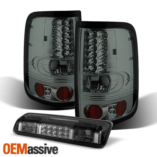 Fits 2004-2008 Ford F150 Truck Smoked LED Tail Lights+Smoked LED 3rd Brake Light