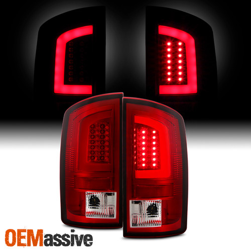 For 2002-2006 Dodge Ram 1500 03-06 2500 3500 LED Bar Tail Light Brake- Red Clear