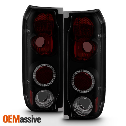Fits 89-96 *Black Smoked* F-150 F-250 Bronco Pickup Truck Black Tail Lights Pair