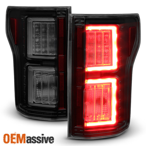 Fits 2015-2017 Ford F150 F-150 Black Smoked LED Tube Tail Lights Brake Lamps