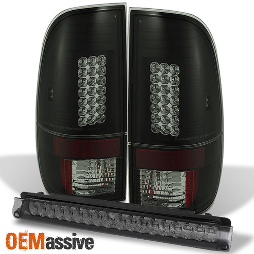 Fits *Black Smoked* 97-03 F-150 Pickup LED Tail Lights+ Smoke LED 3Rd Brake Lamp