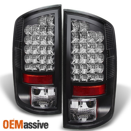 Fits 07-09 Ram 1500/2500/3500 Pickup Truck Black Bezel LED Tail Lights Lamps