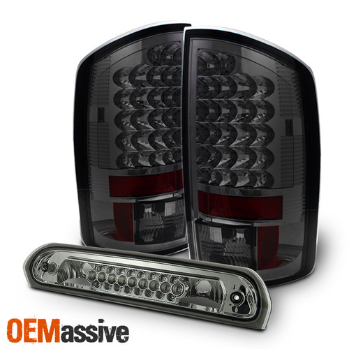 Fits 07-08 Dodge Ram 1500 07-09 2500 3500 Smoked LED Tail Lights+3rd Brake Light