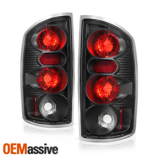 Fits 02-06 Ram 1500 03-05 Ram 2500/3500 Pickup Black Bezel Tail Lights Lamps