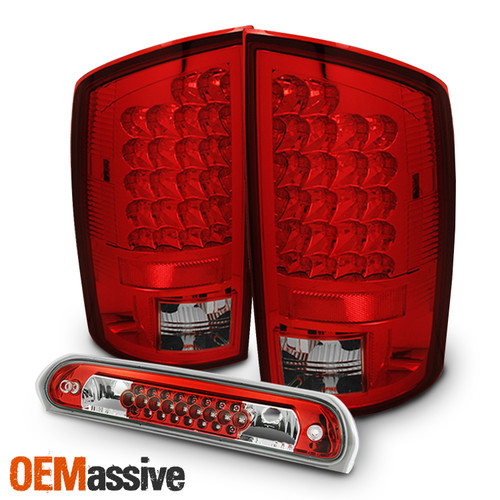 For 2002-2006 Ram 1500 2003-2006 2500/3500 Red LED Tail Lights + 3rd Brake Lamp