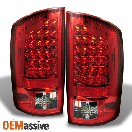 Fits 07-08 Ram 1500 07-09 Ram 2500/3500 Pickup Red Clear LED Tail Lights Lamps