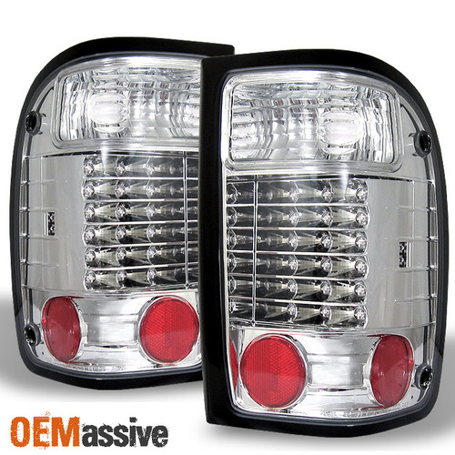 Fits 93-00 Ford Ranger Pickup Truck Chrome LED Tail Brake Lights Lamp Pair Set