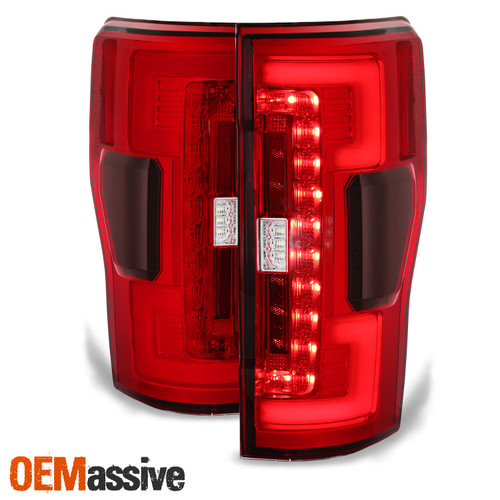 Red Clear For 2017-2019 Ford F250 F350 SuperDuty Full LED Tube Bar Tail Lights