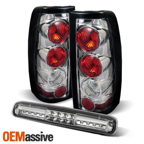 Fits 1999-2002 Silverado 1999-2006 Sierra Chrome Tail Lights+LED 3rd Cargo Lamp