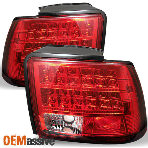 Fits 99-04 Mustang Sport Coupe Red Clear LED Tail Brake Lights Lamps Left+Right