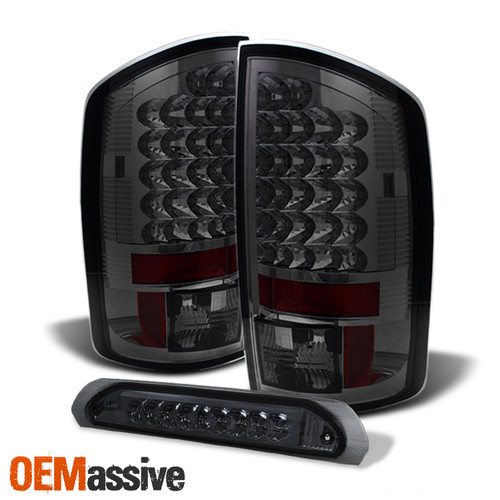 Fits 2007-2008 Ram 1500 07-09 2500 3500 Smoked LED Tail Lights + 3rd Brake Light