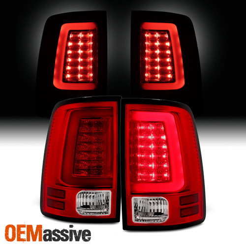 Fits 2009-2018 Dodge Ram 1500/2500/3500 Red Clear LED Tube Tail Light Brake Lamp