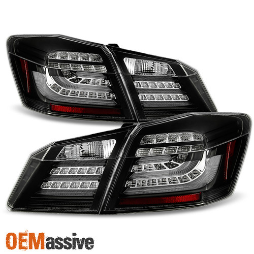 Fits 2013 2014 2015 Honda Accord LED Tail Lights Replacement Black Rear Brake