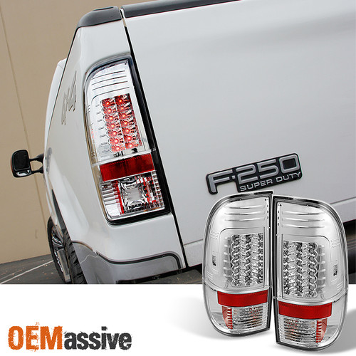 Fits 97-03 F-150 99-07 Superduty Pickup G2 Version Chrome Clear LED Tail Lights
