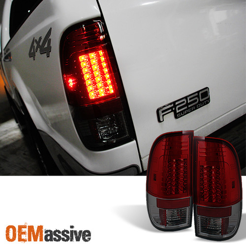 Fits 97-03 F-150 99-07 Superduty Series Red Smoked G2 LED Tail Brake Lights Lamp