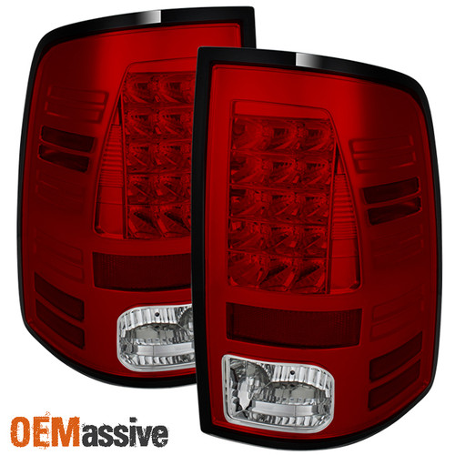 Fits 13-18 Ram 1500/2500/3500 Models Red Clear LED Tail Lights Pair Brake Lamps