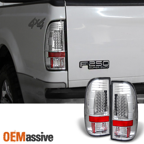 Fits 2001-2003 Ford F150 Pickup Flareside LED Chrome Tail Lights Pair Left+Right