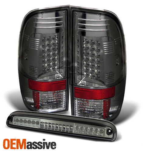 Fits 08-16 Ford F250/350/450/550 Super Duty LED Smoke Tail Lights+3rd Brake Lamp